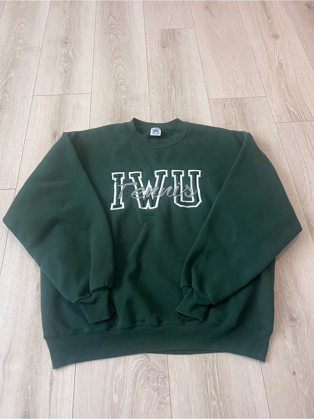Jerzees Dark Green IWU Crewneck Sweatshirt with White Trim